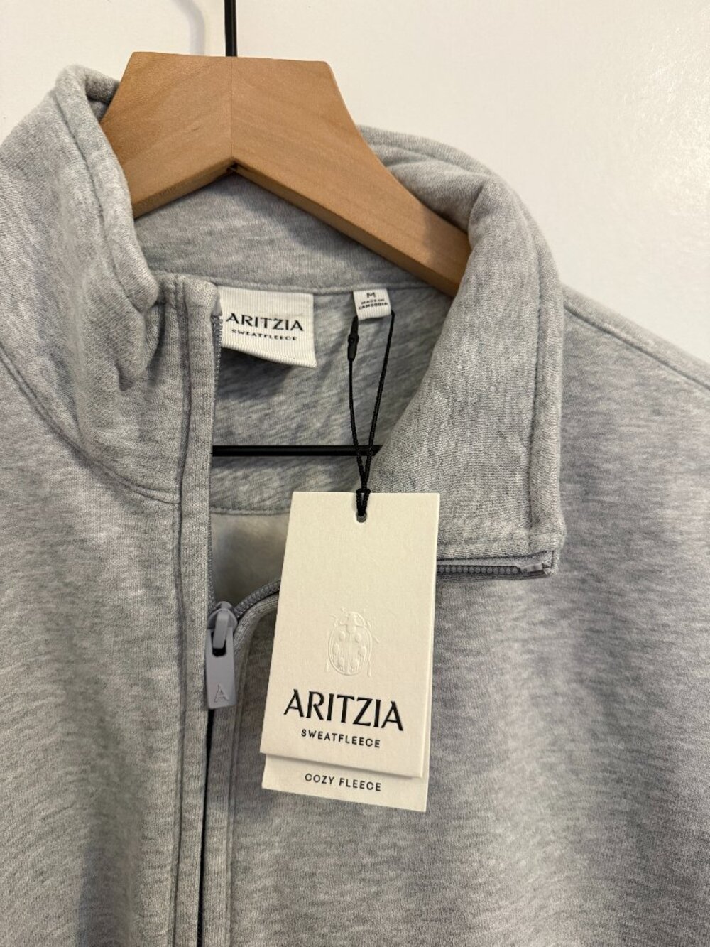 Aritzia Cozy Sweatfleece Boyfriend 1/2 Zip Sweatshirt | Heather Chrome | Size M